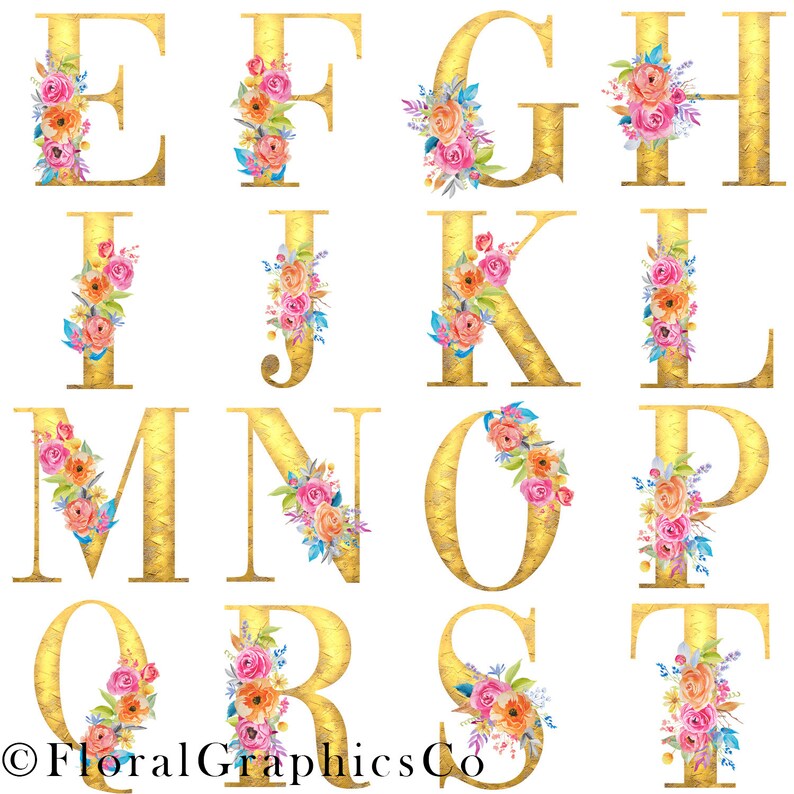 Download Hand Painted Peonies Pink Peach Orange Bty Flower Letters Diy Invitation Floral Graphics Gold Floral Alphabet Clipart Roses Clip Art Art Collectibles Delage Com Br