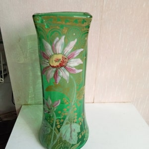 Legras vase, 1900s period, height 27 cm, enamelled glass, square neck, excellent condition