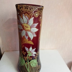 vase legras glazed glass period 1900, square neck