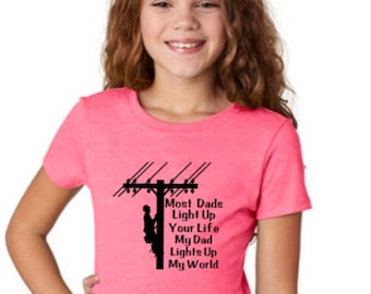 Chemise enfant monteur de lignes - Fille monteur de lignes - Line Kid - Chemise monteur de lignes petite fille - Papa monteur de lignes - Mon père illumine mon monde - Line Life