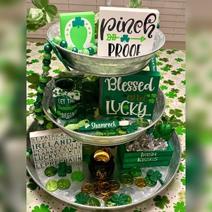 St. Patrick&#39;s Day Tier Tray Decor - Tiered Tray Decor - St. Patrick&#39;s Day Signs - St. Patrick&#39;s Day Tiered Tray Decorations