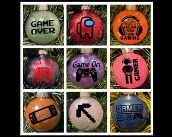 Gamer Ornament - Video Game Ornament - Gamer Dad Ornament - Gamer Family Ornament - Glitter Ornament - Personalized Ornament