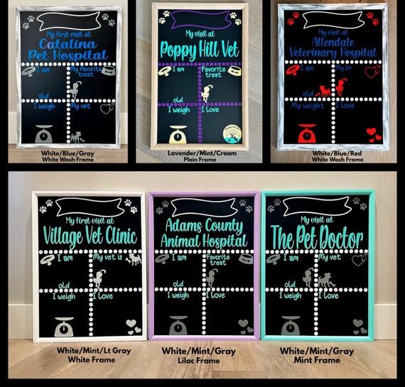 Veterinary First Visit Chalkboard - Vet Visit Chalkboard - Pets