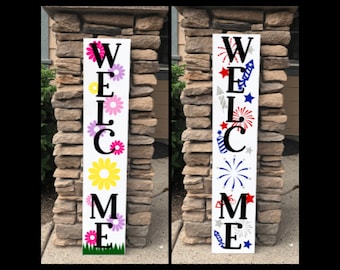 Combo Spring & 4th of July - 4th of July Sign - Double sided sign - Spring 4th of July Combo sign - Spring Sign - Daisy Sign - Firework Sign