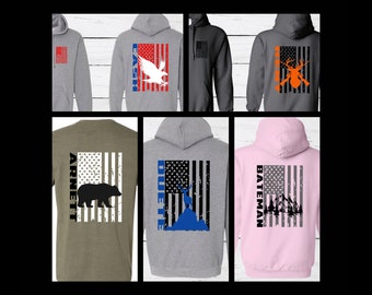 Kids Personalized Hunting Fishing Hobby Flag Shirts & Hoodies