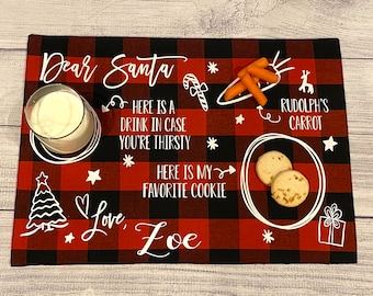 Santa Placemat - Santa Place Mat - Dear Santa Placemat - Treats for Santa - Santa Tray - Cookies for Santa -Milk and Cookies -Buffalo Plaid