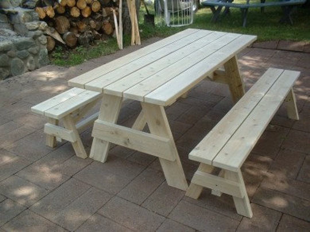 6 Ft. Cedar Picnic Table With Separate Benches Etsy