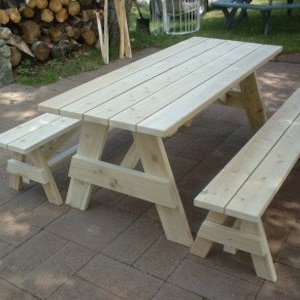 6 ft. cedar picnic table with separate benches