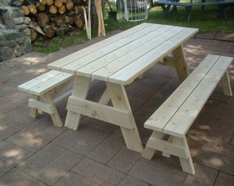 6 ft. cedar picnic table with separate benches