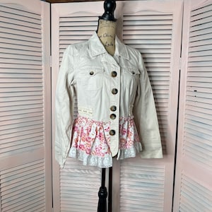 Upcycled shabby chic, cottage chic, Boho hippie jacket
