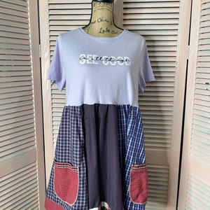 Upcycled, Refashioned, Boho Hippie, Country, Chic Tunic Top. Size 12