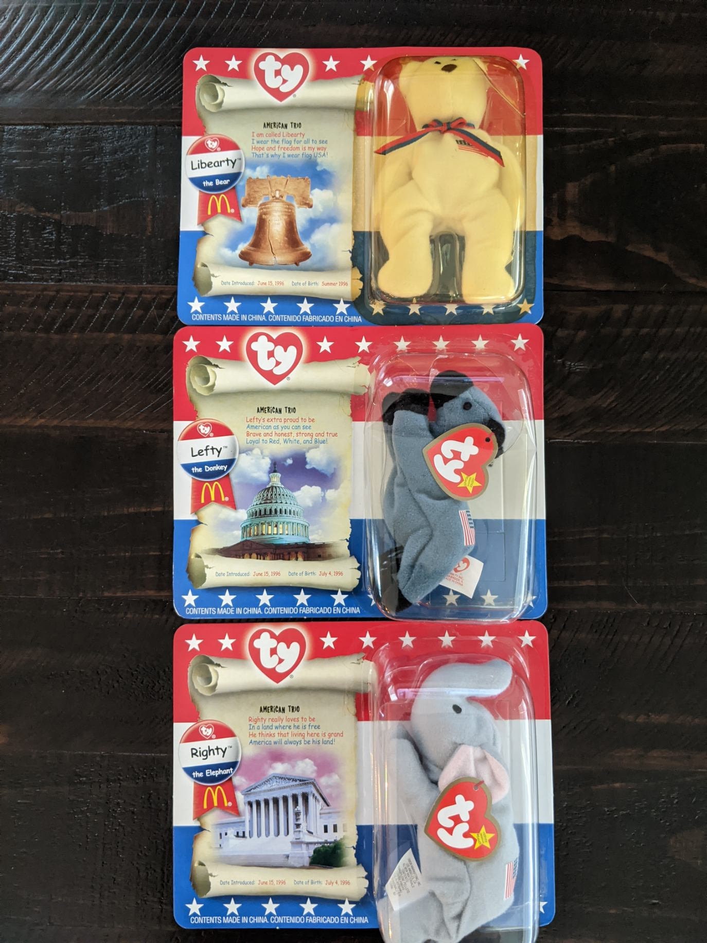 Mcdonald's american trio beanie babies best sale value
