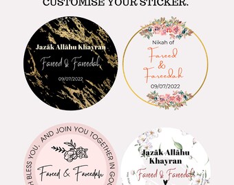 Printed Wedding Stickers - Circle Wedding Labels, Personalized Wedding Favor Tags/Stickers