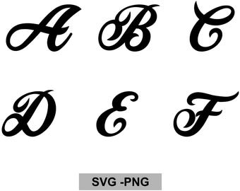 A - Z Alphabet-Set, Schreibschrift SVG PNG, kursives Alphabet, Monogrammbuchstaben, elegante Schreibschrift, Cricut Cut-Datei, A-Z Kreuzstich PDF