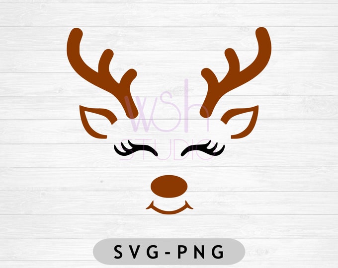 Reindeer Face Svg for Cricut Silhouette Iron on Christmas SVG for Boy ...