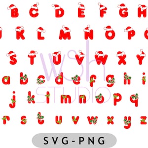 Christmas Santa Alphabet SVG, PNG: Holiday Font Clipart (Digital Download)