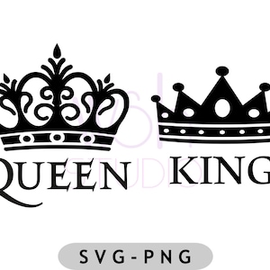 Archivos SVG de diseño de rey y reina, archivos de diseño de corona de rey y reina, taza de café de rey y reina SVG, archivos SVG para Cricut, Silhouette, Navidad SVG