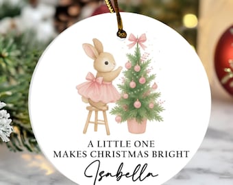 Cute Bunny Christmas Ornament, Baby’s First Holiday Keepsake, Personalized Nursery Tree Decor, Custom Name Christmas Gift