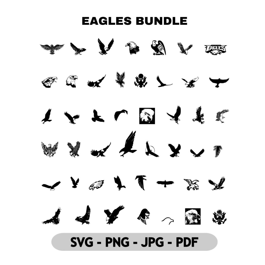 Eagle Silhouettes SVG Bundle, Eagles SVG PNG Jpg Pdf, Eagle Cut File ...