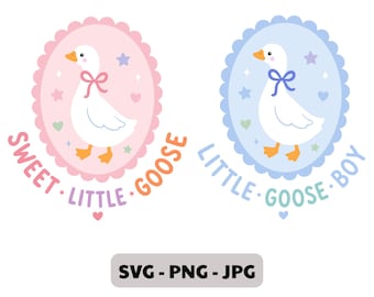 Kleiner Gänsejunge und süße kleine Gans SVG PNG JPG Bundle, Baby Gans Kindergarten Clipart, Baby Shower digitaler Download