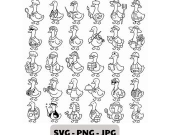 Beruf, Job, Karriere, Beruf, Gänse SVG PNG JPG Bundle, Gans Silhouette Vektor, Gans Linie Kunst, Cricut Cut Files, Digital