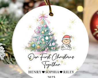 First Christmas Family Ornament, Personalized Name Ornament, New Baby Holiday Keepsake, Cute Christmas Tree Decor