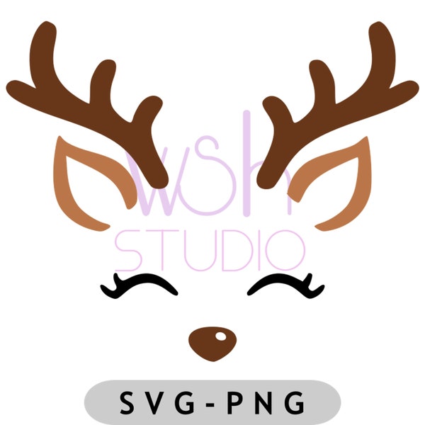 Christmas Reindeer Faces SVG & PNG, Cute Reindeer, Girl - Boy Reindeer Svg, Christmas decor svg, Reindeer Face Svg Cricut, Reindeer - 16