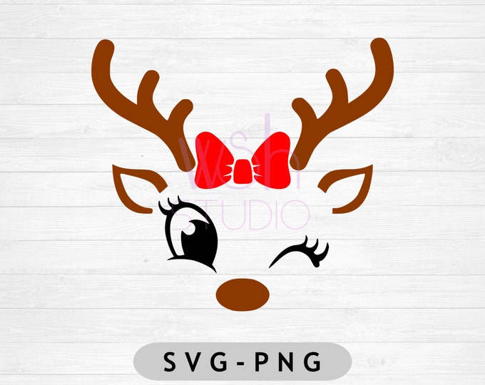 Reindeer Face Svg for Cricut Silhouette Iron on Christmas SVG for Boy ...
