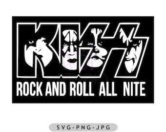 Kiss band-rock and roll all nite Digital Download/svg, png files, For Silhouette and Cricut, Digital Download/Digital Print