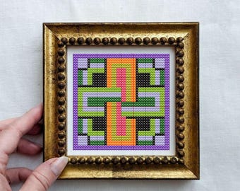 Kreuzstich Design, 40x40 Einfaches Anfängermuster, Geometrische moderne Kreuzstichvorlage