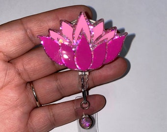Lotus Badge Reel, Lotus Flower Badge Reel, Flower Badge Reel, ID
