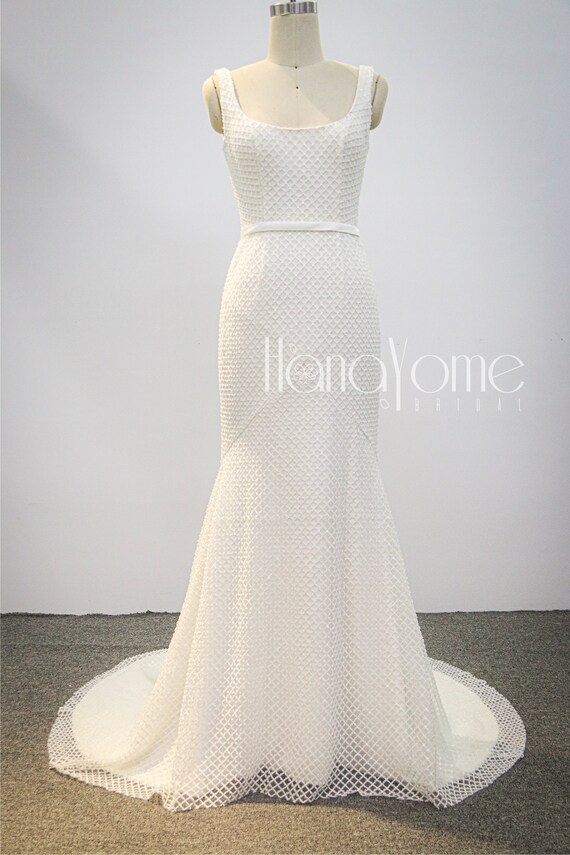 open back sheath wedding dress