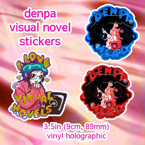 Denpa Visual Novel Stickers (3.5" Holographic Vinyl)