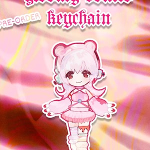Gloomy Bear Super Sonico Keychain (2.5&quot; Holographic Acrylic) (PRE-ORDER)