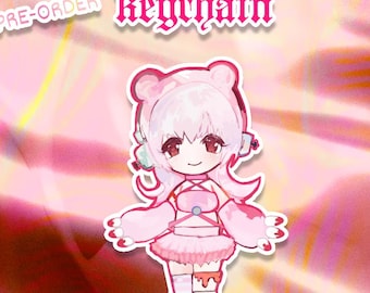 Gloomy Bear Super Sonico Keychain (2.5" Holographic Acrylic) (IN STOCK)