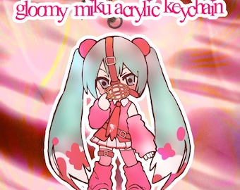 Gloomy Bear Vocaloid Hatsune Miku Keychain (2.5" Holographic Acrylic) (PREORDER)