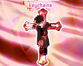 Yaoi Devil Towa Slow Damage Keychain / Rosary (3" Holographic Acrylic) (PRE-ORDER)