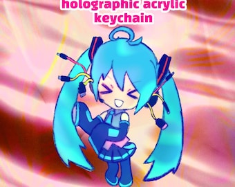 Porte-clés Vocaloid Hatsune Miku (acrylique holographique 2,5 po.) (EN STOCK)