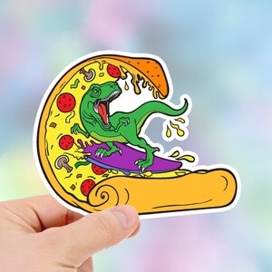 T-REX Surfing Pizza, Macbook Keyboard Stickers, Cool Tumblr Stickers, Cute Stickers, Funny Stickers, Vinyl Stickers, Custom Stickers Item059