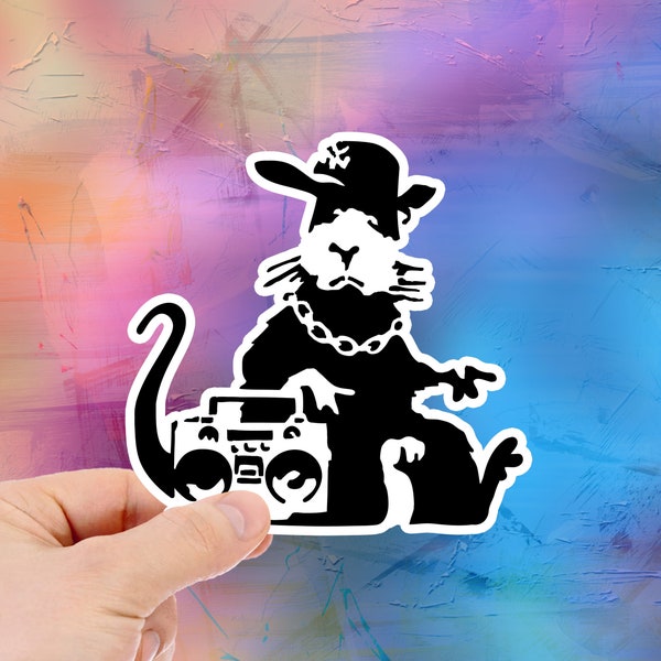 Banksy Rat Rapper Sticker, Hip Hop Rat Sticker, Cute Stickers, Banksy Street Art, Waterproof Stickers, Free Shipping Item010