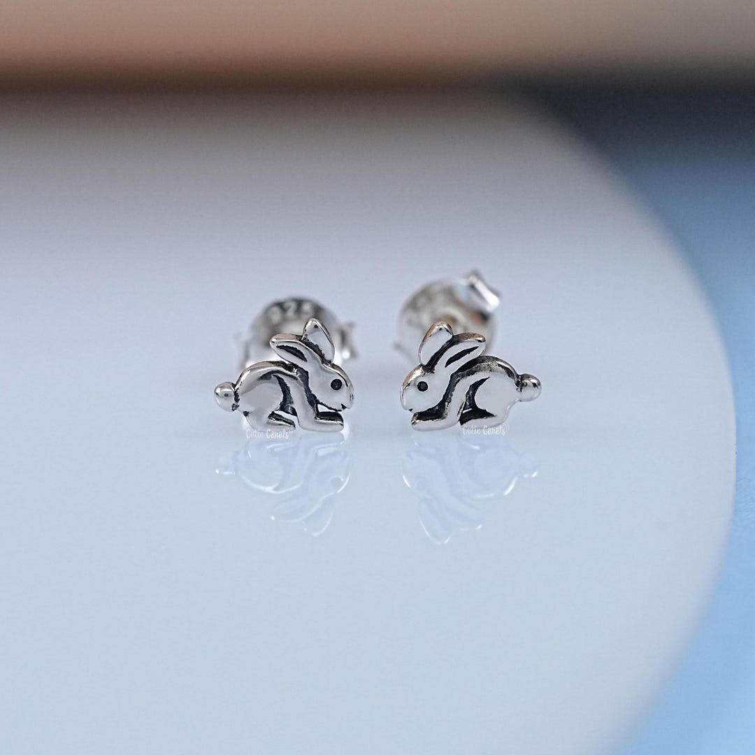Rabbit Earring Tiny Rabbit Stud Earring for Kids, Rabbit Push Back Earring for ...