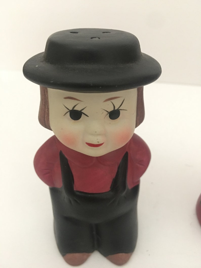 Vintage Amish Couple Ceramic Salt and Pepper Shakers hand Etsy