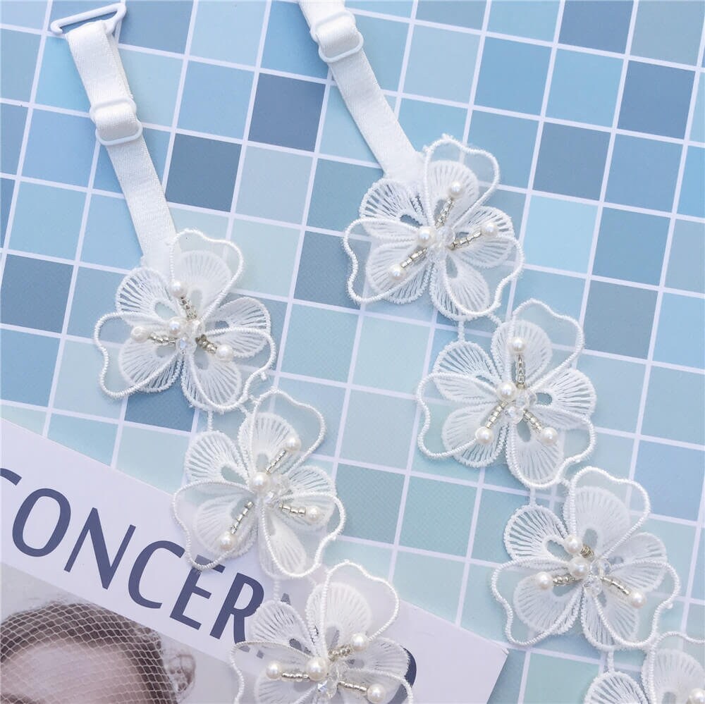 3D Flower White Lace Bra StrapBeaded Pearl Bra Strap for Etsy