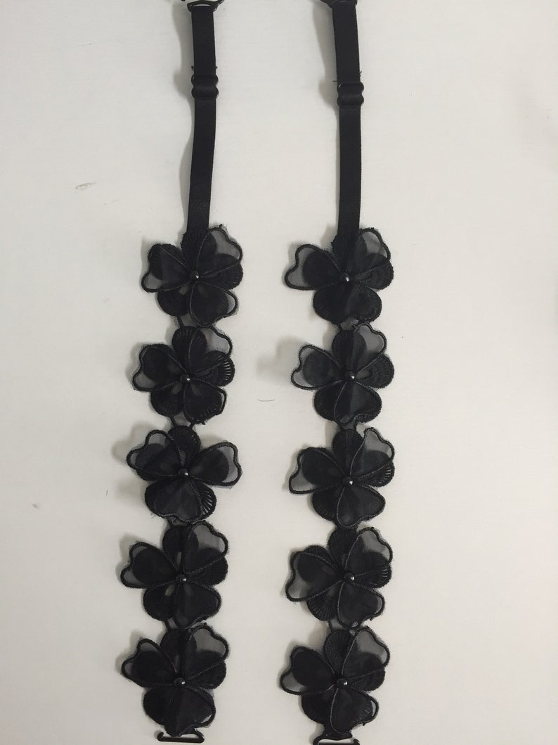 Black Pearl Flower Decorative Bra Straps Etsy