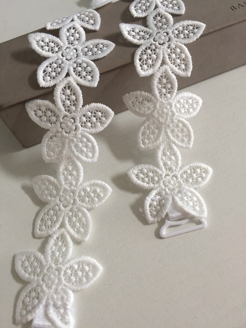 White Flower Bra Straps Etsy