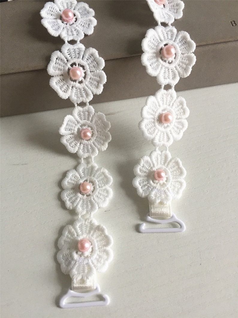 Pink Pearl Flower Bra Straps Etsy