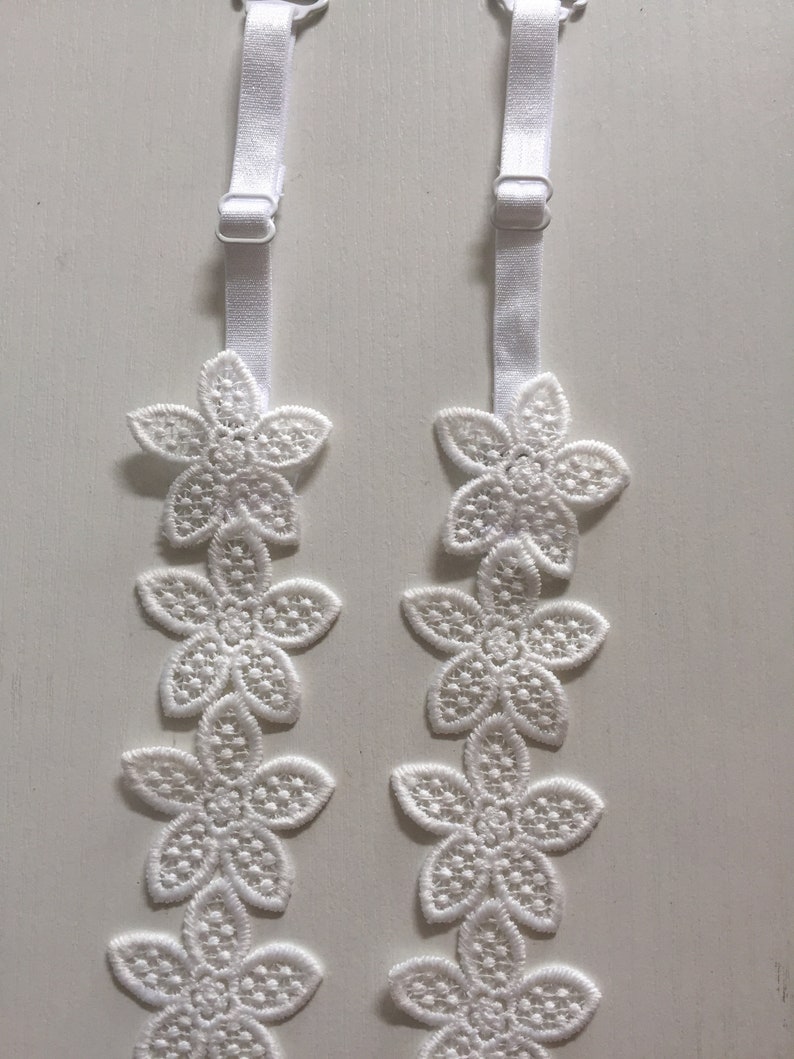White Flower Bra Straps Etsy