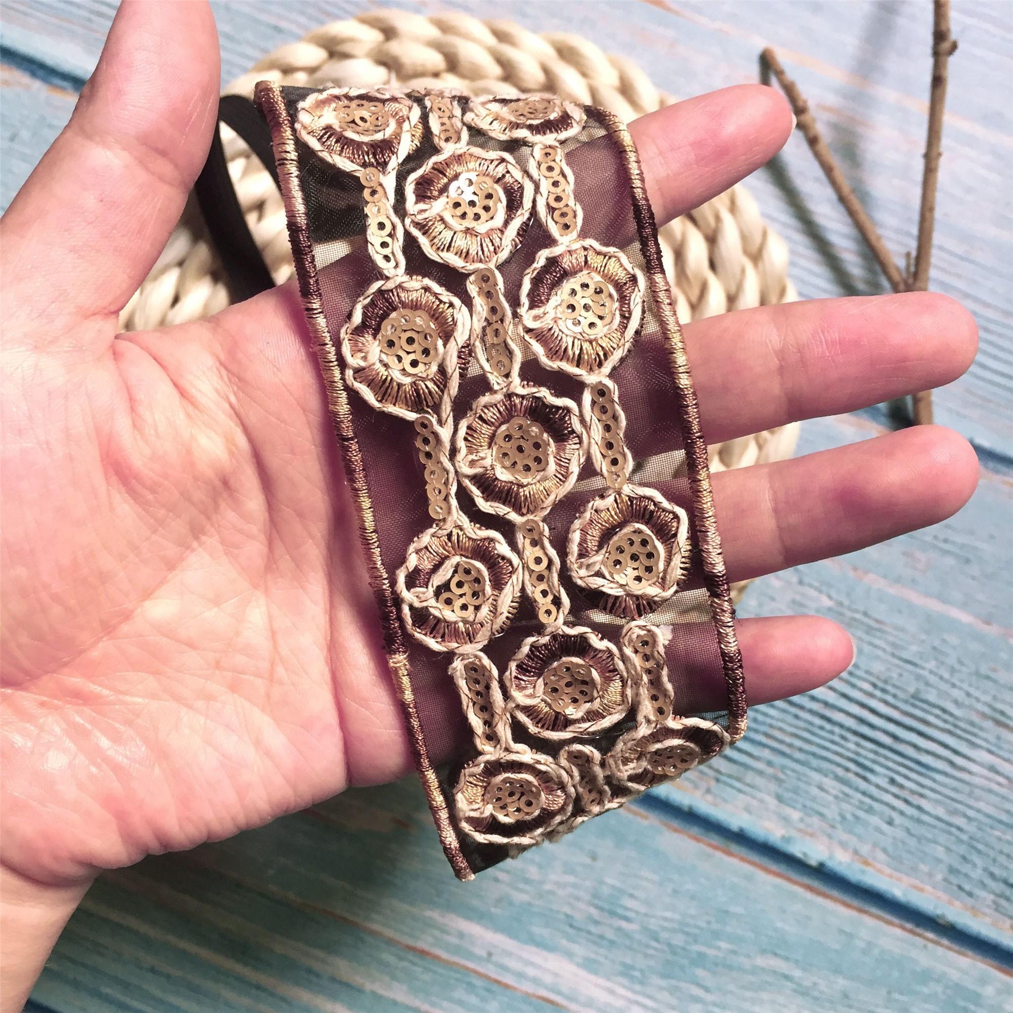 Mesh Embroidery HeadbandGold Luxury Headband for WomenSequin Etsy