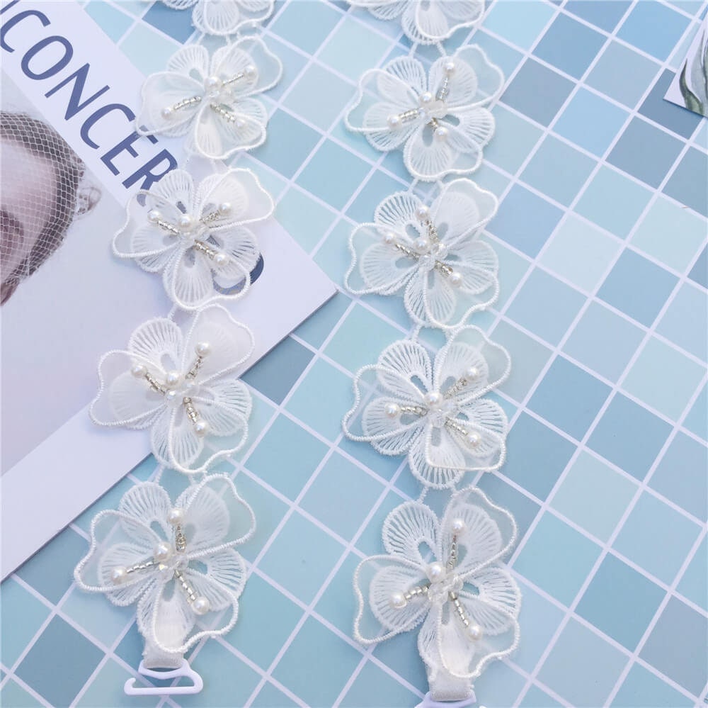 3D Flower White Lace Bra StrapBeaded Pearl Bra Strap for Etsy