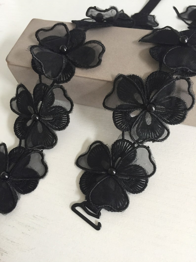 Black Pearl Flower Decorative Bra Straps Etsy